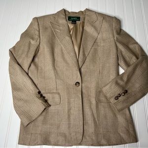 Lauren Ralph Lauren Women's Woven Silk Plaid Blazer Suit Jacket Size 8
